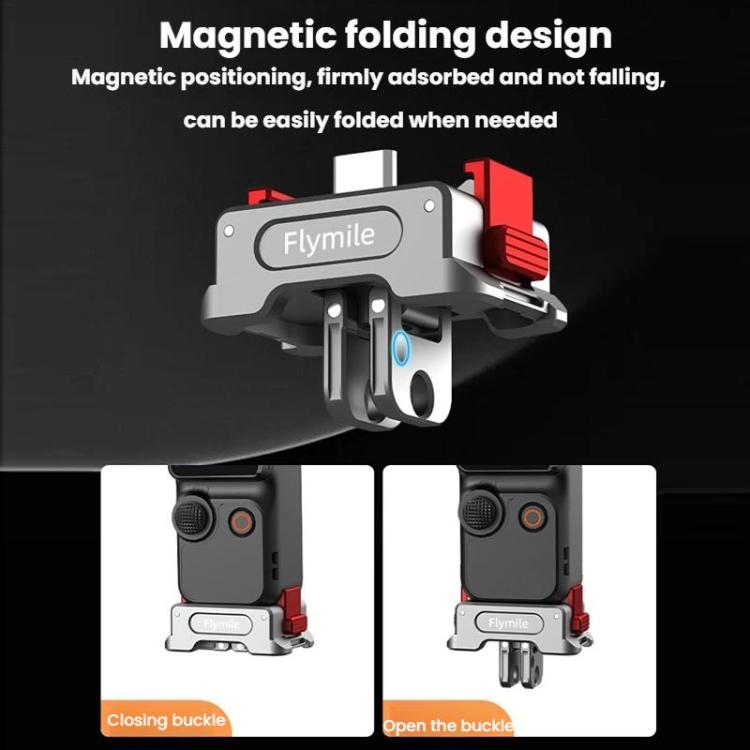 Adattatore di ricarica magnetico a sgancio rapido con doppia porta da 1/4" Flymile per DJI Osmo Pocket 3.