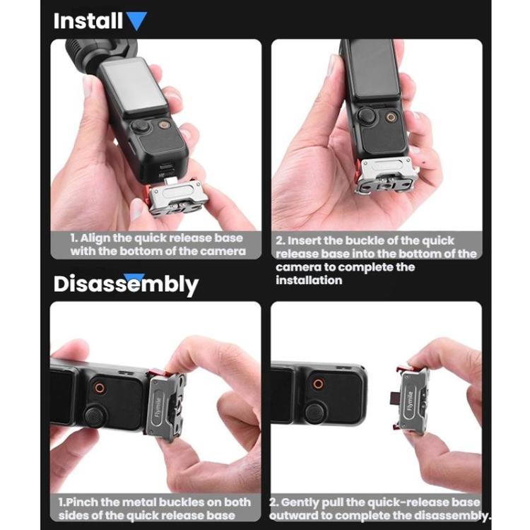 Adattatore di ricarica magnetico a sgancio rapido con doppia porta da 1/4" Flymile per DJI Osmo Pocket 3.