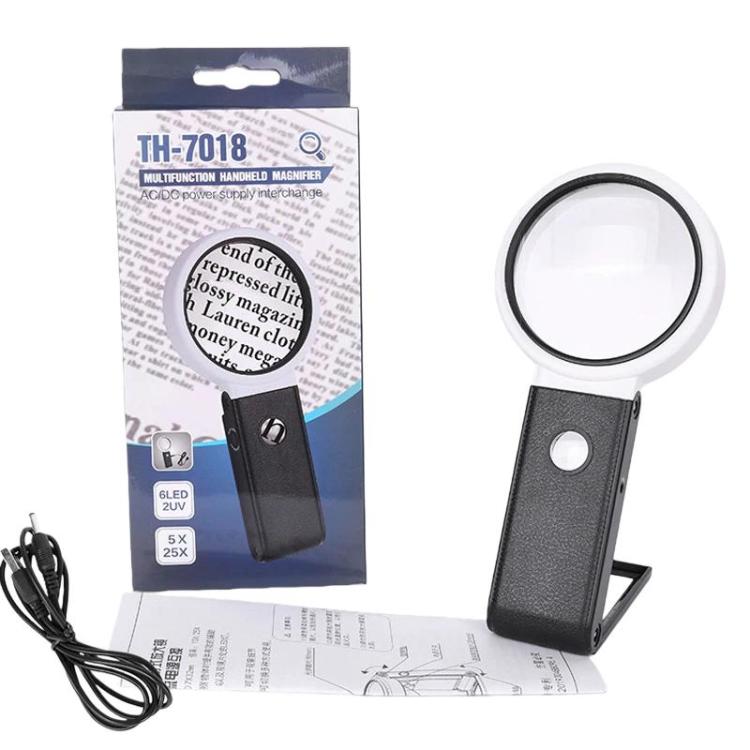 Lente d'ingrandimento da tavolo pieghevole a LED per la lettura e l'identificazione di gioielli antichi., 80mm 6X / 25X, 90mm 5X / 25X, 110mm 3.5X / 25X