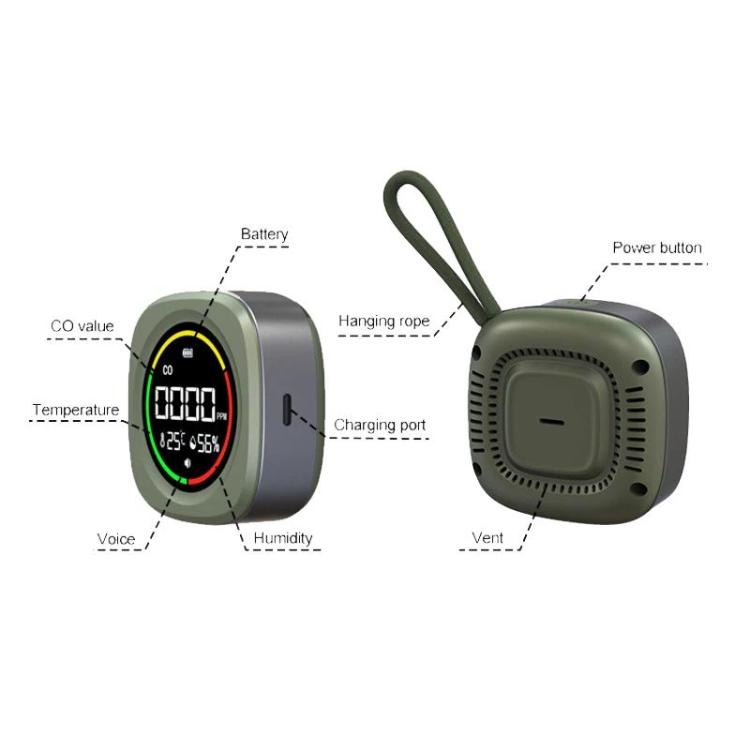 Rilevatore di monossido di carbonio, temperatura e umidità 3 in 1 K5A per esterni, portatile, con allarme di rilevamento CO., K5A