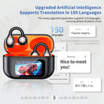 Traduttore intelligente AI in 150 lingue, auricolari Bluetooth con schermo a colori e vano di ricarica.