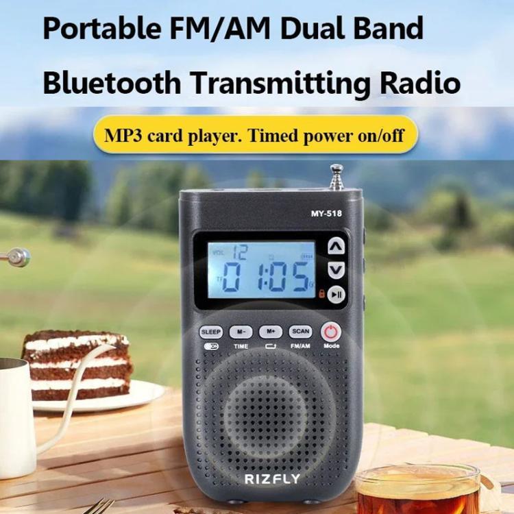 Radio portatile RIZFLY MY518 con trasmettitore Bluetooth a 2 bande FM/AM.