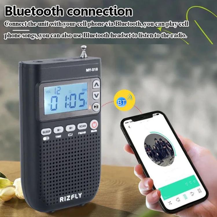RIZFLY MY518 Portable FM/AM 2-Band Bluetooth Transmitter Radio