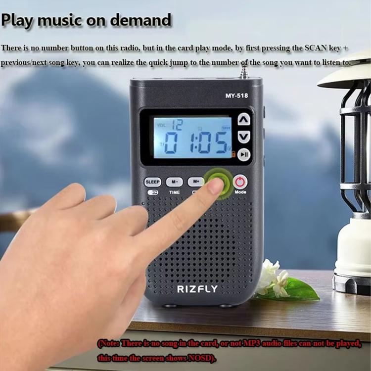 Radio portatile RIZFLY MY518 con trasmettitore Bluetooth a 2 bande FM/AM.