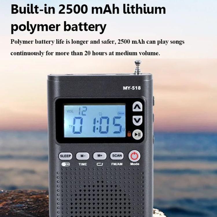 Radio portatile RIZFLY MY518 con trasmettitore Bluetooth a 2 bande FM/AM.