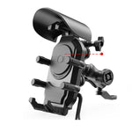 Supporto per telefono da moto con ricarica wireless, parasole e blocco antifurto, rotazione a 360 gradi, compatibile con fotocamera., Handbar Version, Mirror Version