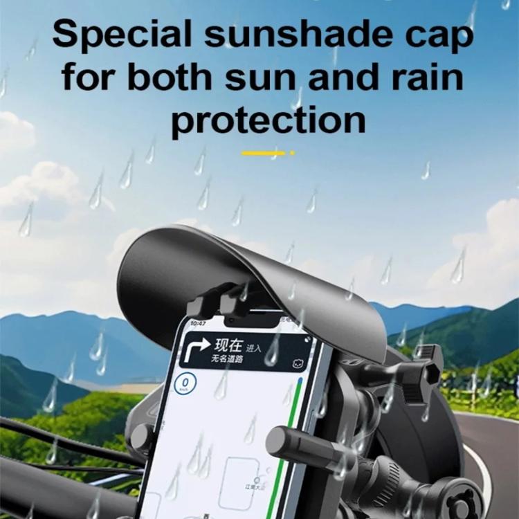 Supporto per telefono da moto con ricarica wireless, parasole e blocco antifurto, rotazione a 360 gradi, compatibile con fotocamera., Handbar Version, Mirror Version