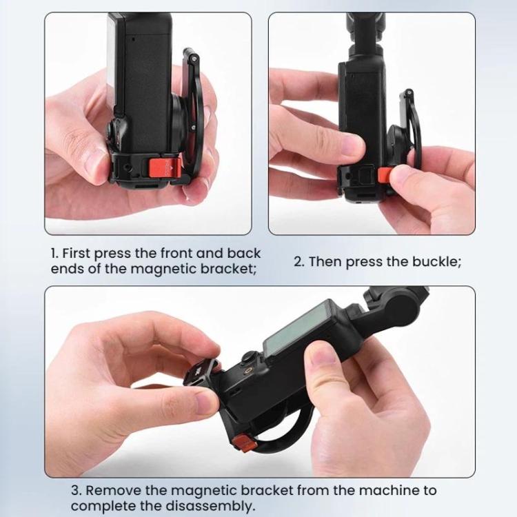 Supporto magnetico espandibile per telefono BRDRC per DJI Osmo Pocket 3 con attacco a slitta a freddo., For DJI Osmo Pocket 3 Black