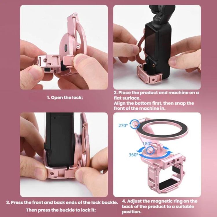 Supporto magnetico espandibile per telefono BRDRC per DJI Osmo Pocket 3 con attacco a slitta a freddo., For DJI Osmo Pocket 3 Pink