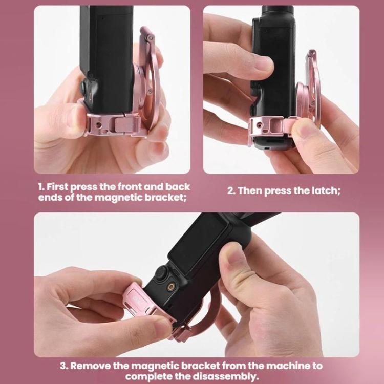 Supporto magnetico espandibile per telefono BRDRC per DJI Osmo Pocket 3 con attacco a slitta a freddo., For DJI Osmo Pocket 3 Pink
