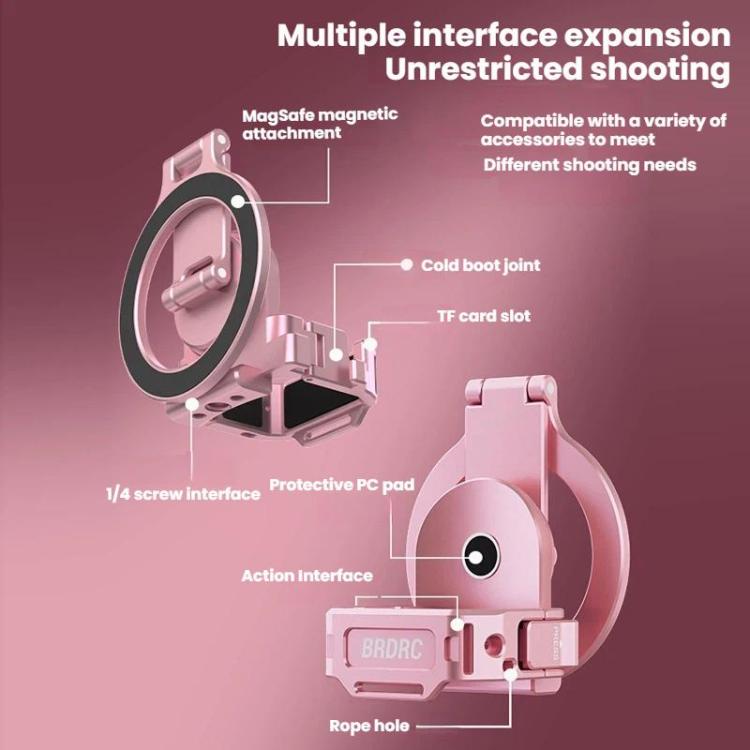 Supporto magnetico espandibile per telefono BRDRC per DJI Osmo Pocket 3 con attacco a slitta a freddo., For DJI Osmo Pocket 3 Pink