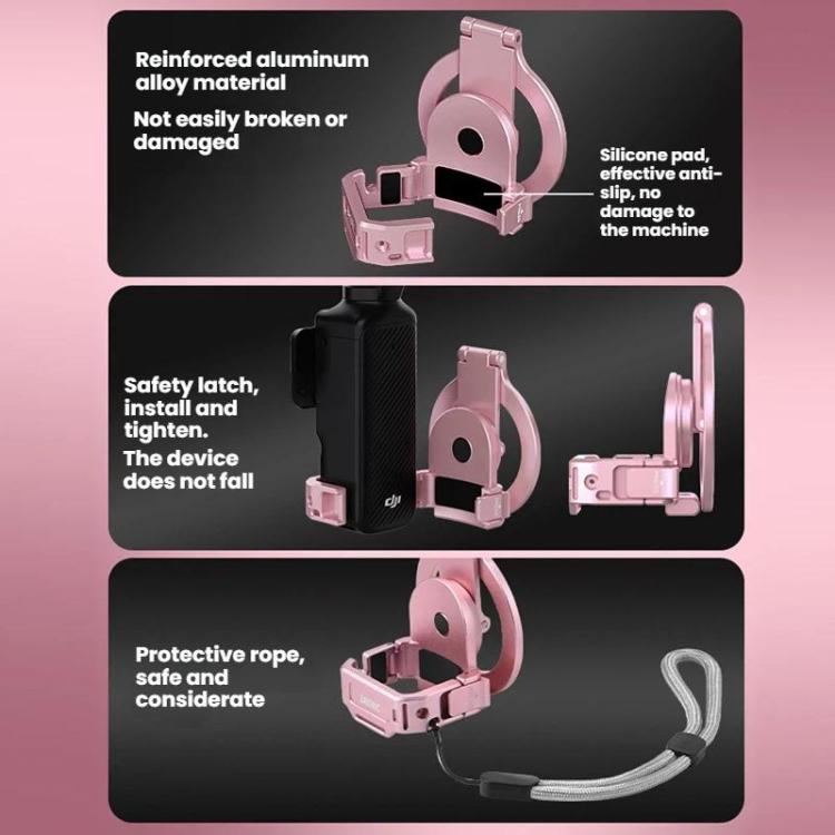 Supporto magnetico espandibile per telefono BRDRC per DJI Osmo Pocket 3 con attacco a slitta a freddo., For DJI Osmo Pocket 3 Pink