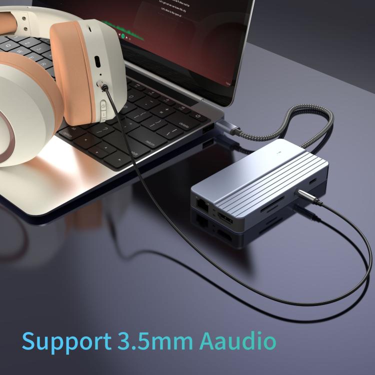 10-In-1 USB-C/Type-C Hub With 100W Power Delivery, HDMI 4K 30Hz, USB 3.0/2.0 Ports, SD/TF Card Reader, 100Mbps Ethernet & Audio Jack, 10 In 1