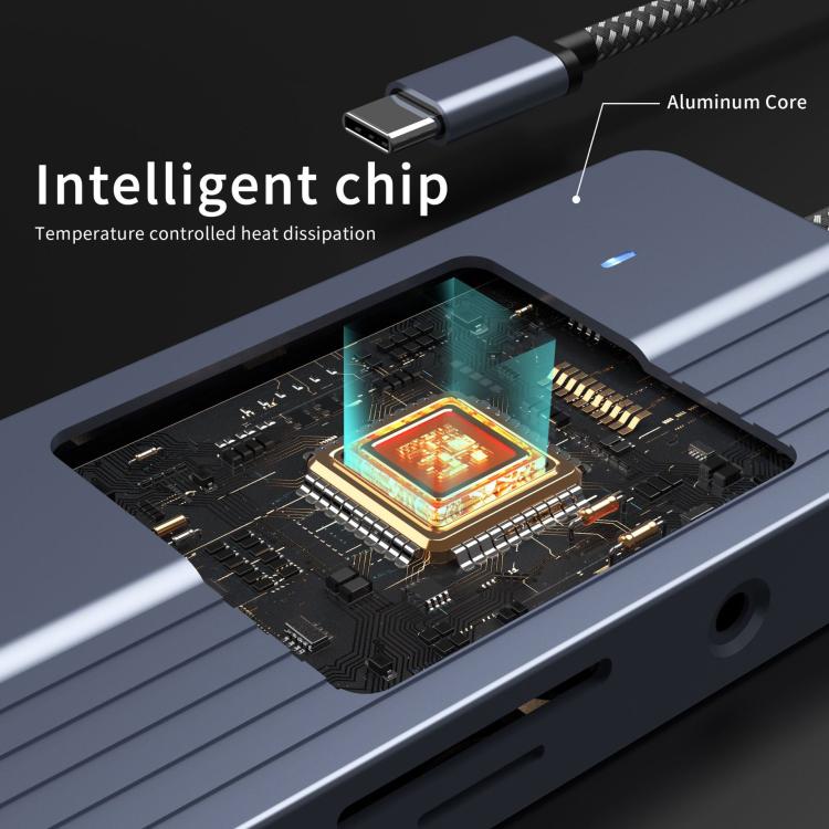 10-In-1 USB-C/Type-C Hub With 100W Power Delivery, HDMI 4K 30Hz, USB 3.0/2.0 Ports, SD/TF Card Reader, 100Mbps Ethernet & Audio Jack, 10 In 1