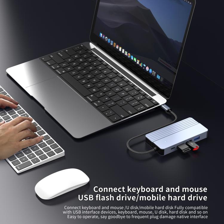 10-In-1 USB-C/Type-C Hub With 100W Power Delivery, HDMI 4K 30Hz, USB 3.0/2.0 Ports, SD/TF Card Reader, 100Mbps Ethernet & Audio Jack, 10 In 1