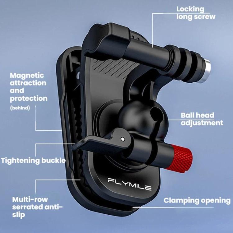 Supporto per fotocamera DJI/GoPro/Insta360 da fissare allo zaino con tracolla., Magnetic, Regular