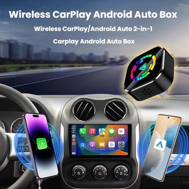 Q1A Box wireless 2 in 1 per Carplay/Android Auto, box di connettività intelligente e portatile per auto., Black Color Label, Black White Lable, Silver White Lable, Black Chromatic Car Badge, Silver Chromatic Car Badge, Gold Label Dual-Pocket Translator...