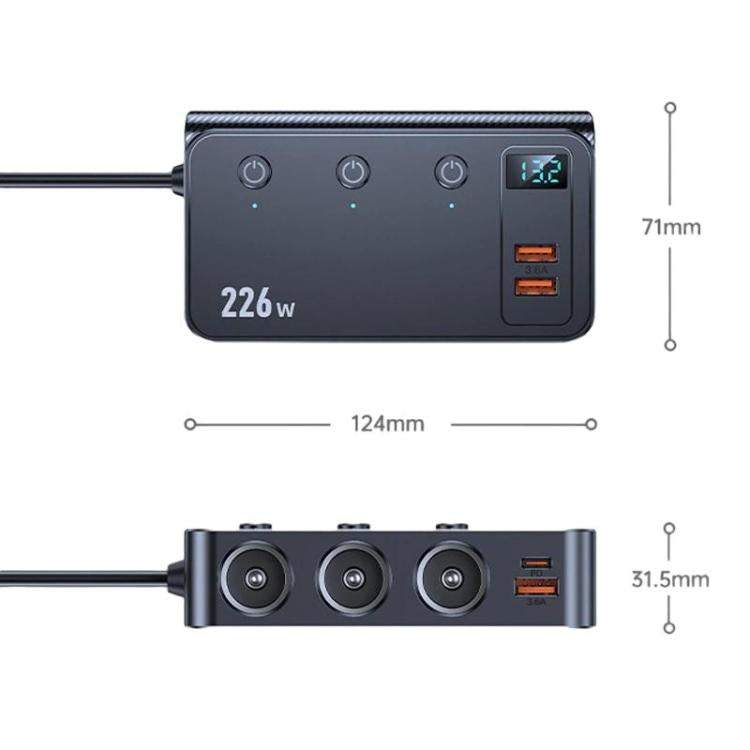 226W 3 in 1 Accendisigari per auto Display digitale Caricabatterie per auto a ricarica rapida PD, C33
