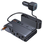 Cavo retrattile per accendisigari da auto da 228 W, caricabatterie da auto 3 in 1 a ricarica rapida con interruttori indipendenti., C35L