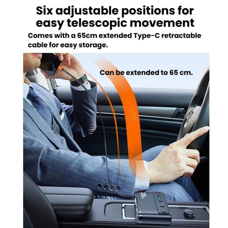 Cavo retrattile per accendisigari da auto da 228 W, caricabatterie da auto 3 in 1 a ricarica rapida con interruttori indipendenti., C35L