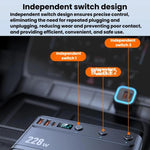 Cavo retrattile per accendisigari da auto da 228 W, caricabatterie da auto 3 in 1 a ricarica rapida con interruttori indipendenti., C35L