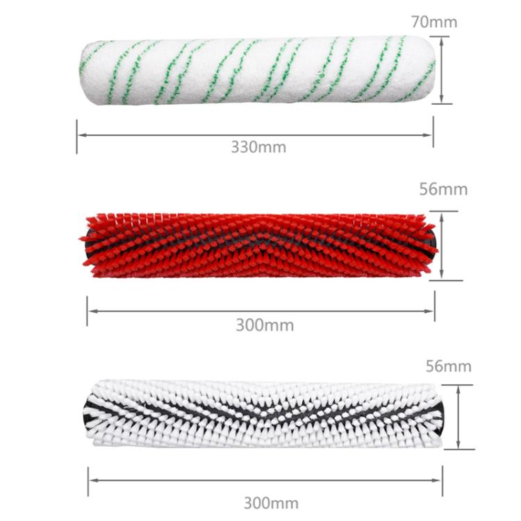Spazzola a rullo di ricambio per lavasciuga pavimenti Karcher BR30/4C, White Soft Bristle Brush, Red Neutral Brush, Double Green Microfiber Brush