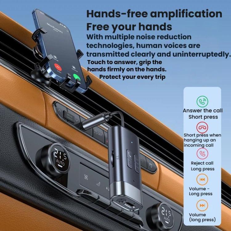 Adattatore AUX per auto con ricevitore e trasmettitore Bluetooth 5.4 G76, G76