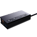 Caricabatterie 3 in 1 per auto con accendisigari, interruttori, display di tensione e porte multiple., TR51