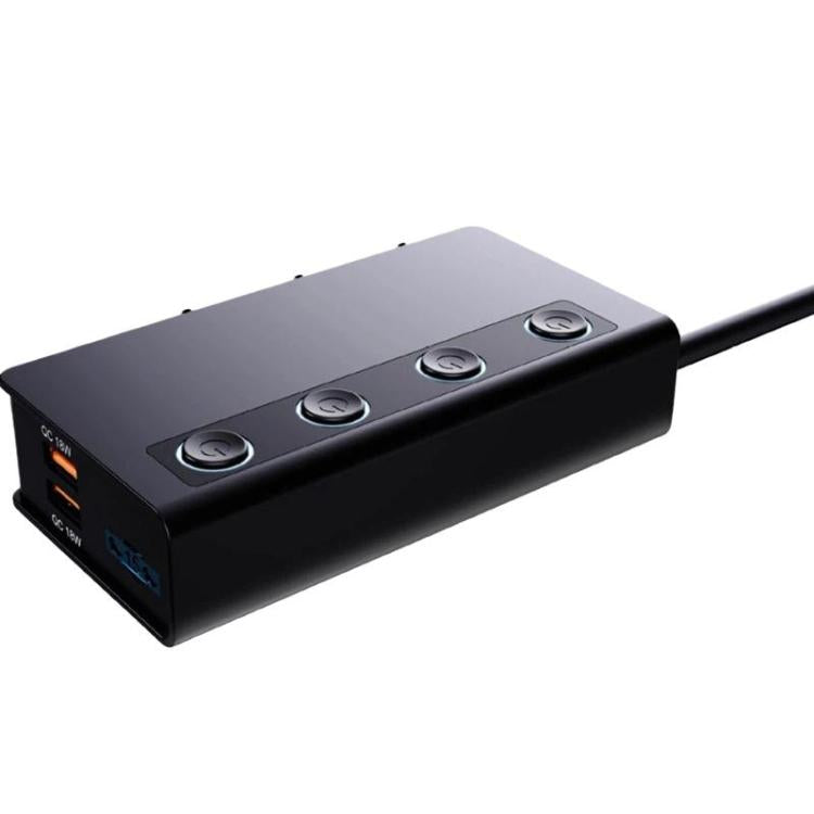 Caricabatterie 3 in 1 per auto con accendisigari, interruttori, display di tensione e porte multiple., TR51