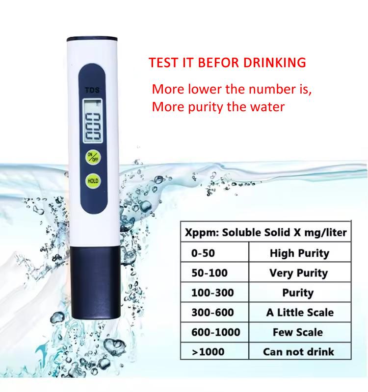 Penna semplice per il test della qualità dell'acqua TDS, rilevatore portatile di durezza., M2 White