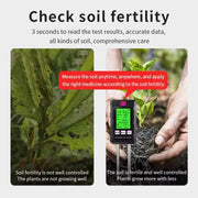 Tester per terreno 6 in 1: rileva fertilità, pH, temperatura, umidità, luce e umidità dell'aria.