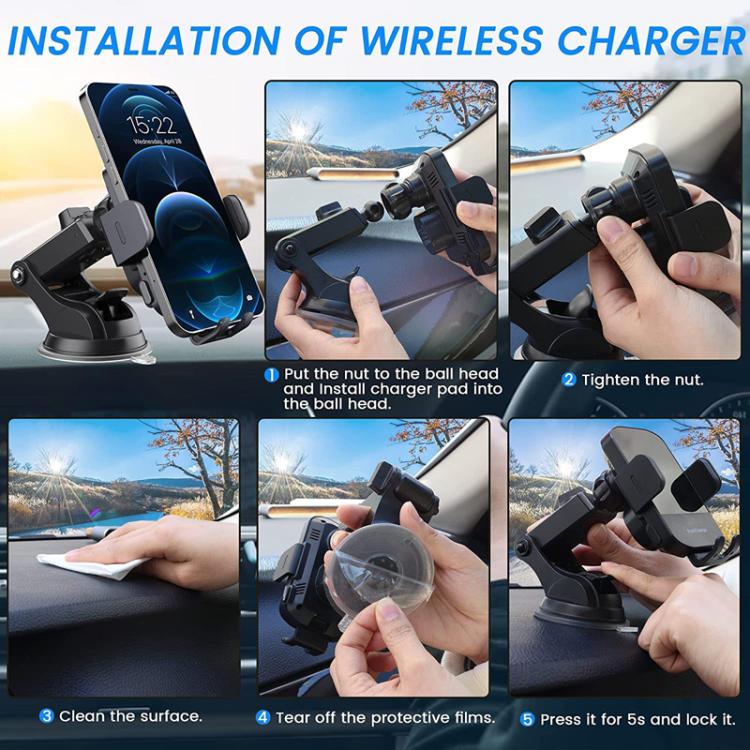 Supporto per sensore intelligente per ricarica wireless da auto con bocchetta dell'aria da 5W-15W per la ricarica del telefono, M15A