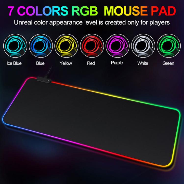 Micro-USB LED Glowing Mouse Keyboard Pad RGB Colorful Lights Locked Edge Thickened Mouse Desk Pad, 250x350x3mm, 250x350x4mm, 300x800x3mm, 300x800x4mm, 400x900x3mm, 400x900x4mm