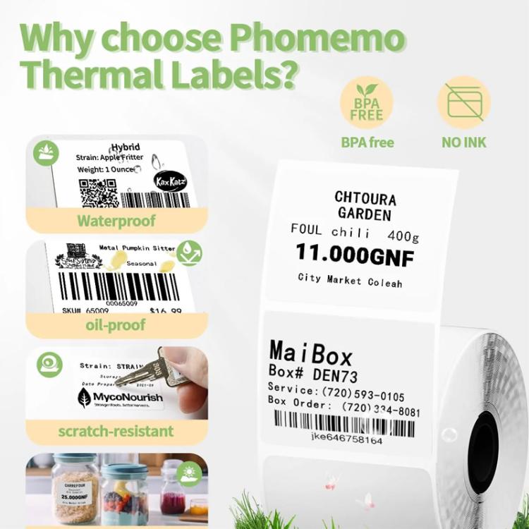 Etichette termiche 3 in 1 Phomemo 40x30mm per stampante M110 (blu/rosa/kaki)