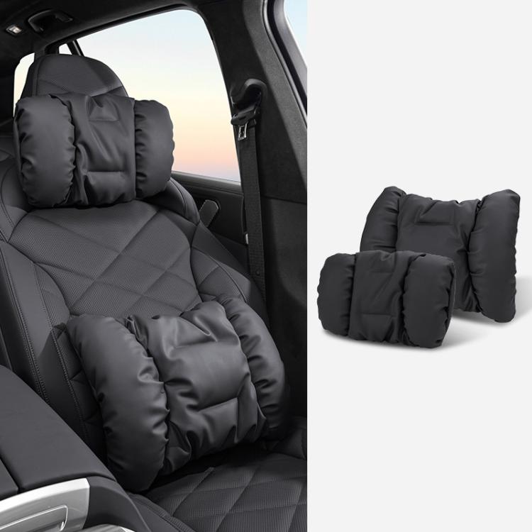 Set di poggiatesta in pelle antimacchia per auto, cuscino per il collo e supporto lombare per auto., Headrest Black, Headrest Brown, Headrest Red, Backrest Black, Backrest Brown, Backrest Red, Headrest+Backrest Black, Headrest+Backrest Brwon           ...