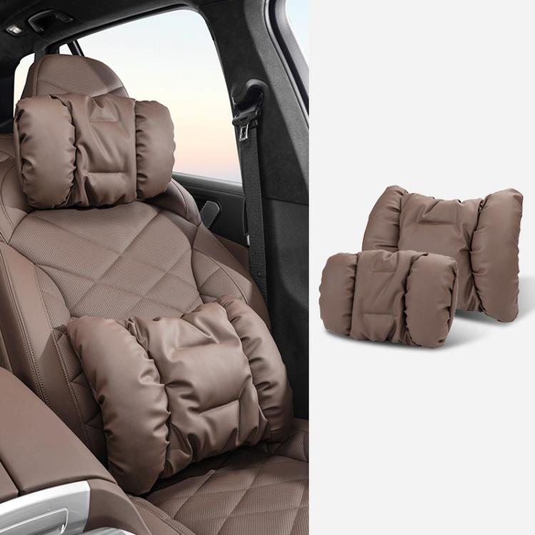Set di poggiatesta in pelle antimacchia per auto, cuscino per il collo e supporto lombare per auto., Headrest Black, Headrest Brown, Headrest Red, Backrest Black, Backrest Brown, Backrest Red, Headrest+Backrest Black, Headrest+Backrest Brwon           ...