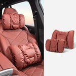 Set di poggiatesta in pelle antimacchia per auto, cuscino per il collo e supporto lombare per auto., Headrest Black, Headrest Brown, Headrest Red, Backrest Black, Backrest Brown, Backrest Red, Headrest+Backrest Black, Headrest+Backrest Brwon           ...