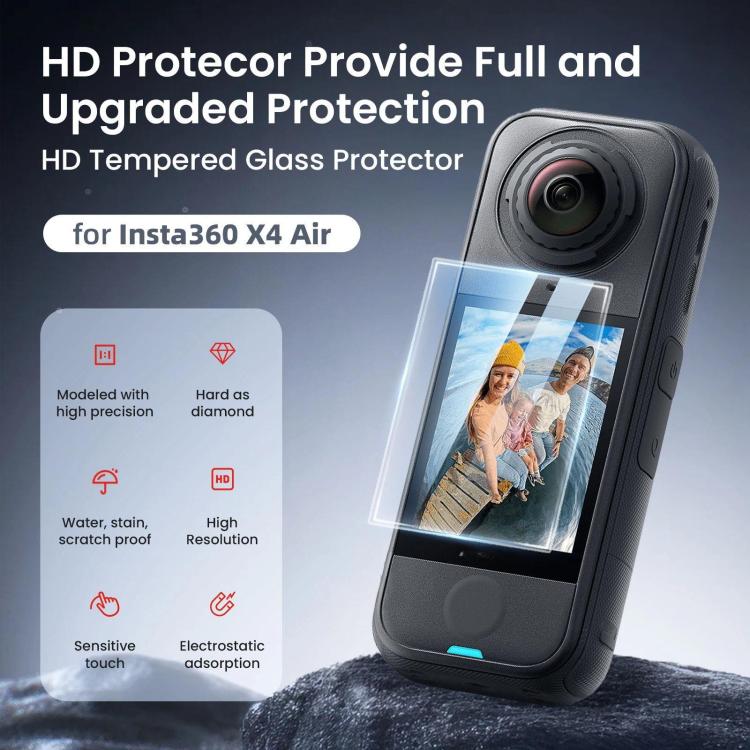 Pellicola protettiva in vetro temperato aMagins per Insta360 X4 Air, HD, antigraffio, durezza 9H., 1 Set, 2 Sets