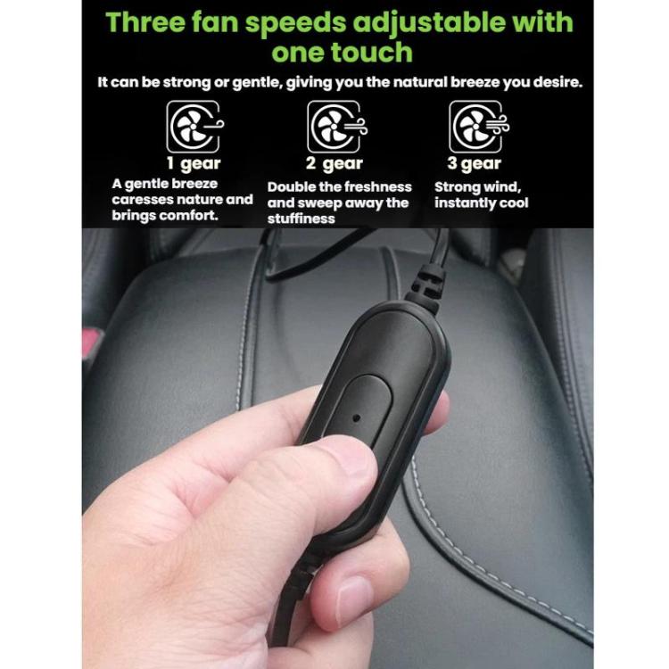 Ventola posteriore per auto silenziosa con USB e tre velocità regolabili