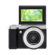 Fotocamera digitale con schermo ribaltabile 5K, doppia lente e funzione bellezza.
