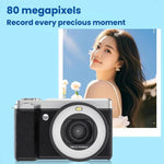 Fotocamera digitale con schermo ribaltabile 5K, doppia lente e funzione bellezza.