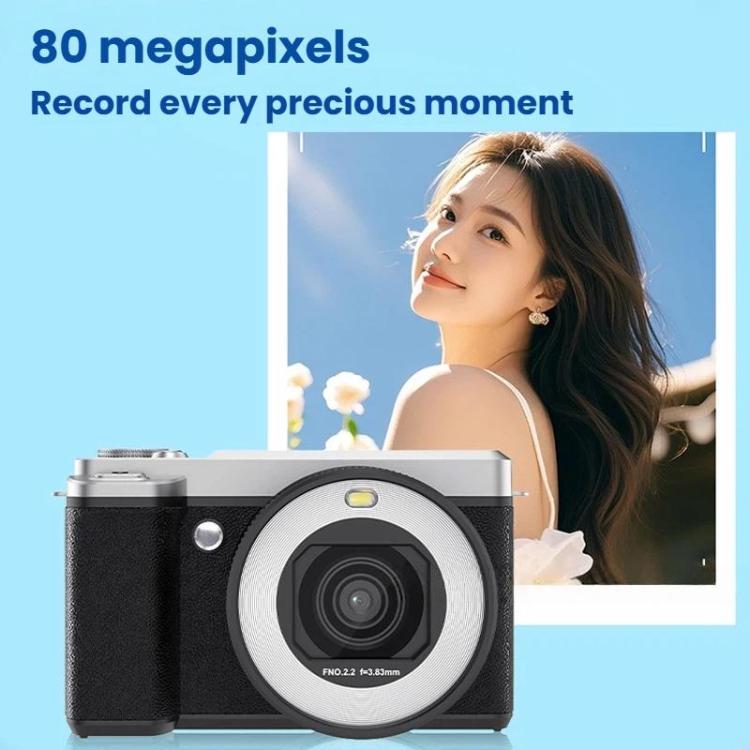 Fotocamera digitale con schermo ribaltabile 5K, doppia lente e funzione bellezza.