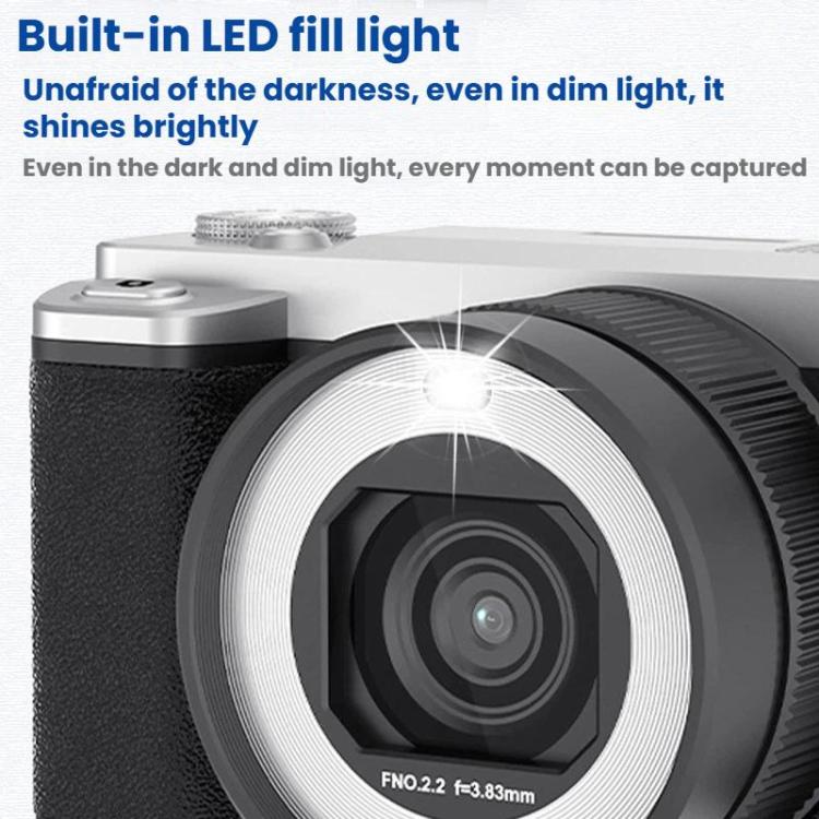 Fotocamera digitale con schermo ribaltabile 5K, doppia lente e funzione bellezza.