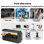 Inverter di potenza a onda sinusoidale pura XUYUAN da 12V/24V a 110V con spina USA, 800W Black, 1400W Black, 2000W Black, 3000W Black, 3600W Black, 4000W Black, 800W Red, 1400W Red, 2000W Red, 3000W Red