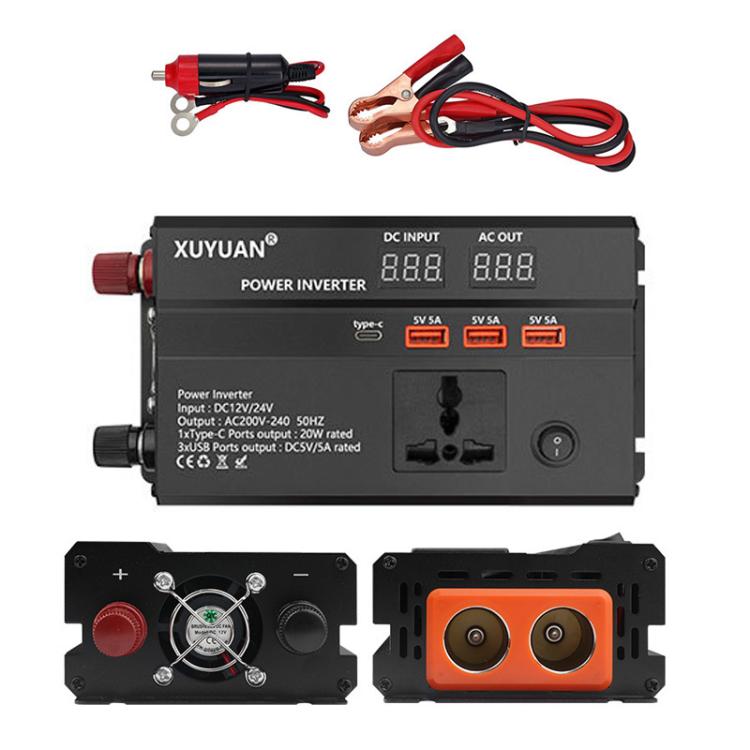 Convertitore di potenza per auto 12V/24V a 220V con display LED