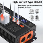 Convertitore di potenza per auto XUYUAN da 12V/24V a 220V con display a LED., 600W, 1200W, 2000W
