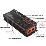 Convertitore di potenza per auto XUYUAN da 12V/24V a 220V con display a LED., 600W, 1200W, 2000W