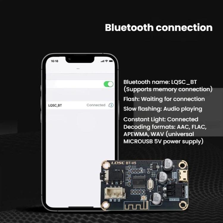 Scheda di decodifica MP3 Bluetooth 5.1, modulo ricevitore audio per auto modificato fai-da-te senza perdita di dati, LQSC BT-V5