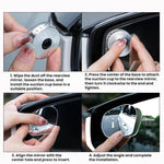 Specchietto retrovisore con ventosa per auto, per assistenza in retromarcia e per l'angolo cieco., Silver, Black, White