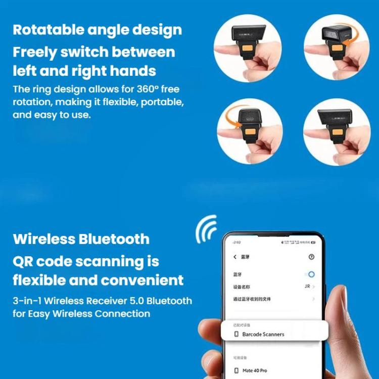Scanner Bluetooth ad anello 2D mini per logistica